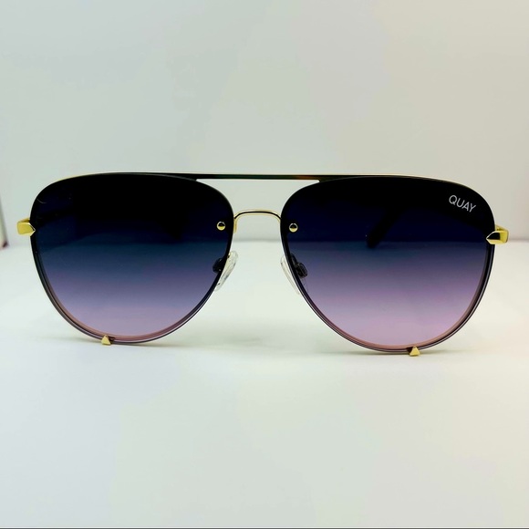 Quay Australia High Key Gold/Navy-Pink Fade Rimless Sunnies ID:52761 - Picture 7 of 8